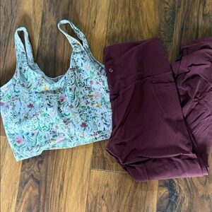 GLOWMODE Floral Crop Top and Maroon Leggings Set